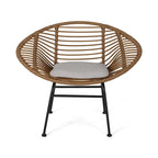 Modern Patio Polyethylene Rattan Chair with Cushions and Steel Frame, Set of 2