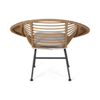 Modern Patio Polyethylene Rattan Chair with Cushions and Steel Frame, Set of 2