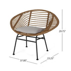 Modern Patio Polyethylene Rattan Chair with Cushions and Steel Frame, Set of 2