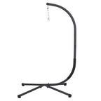 76 Inch Outdoor Swinging Chair Stand, Bold Black Steel, 4 Legged Base