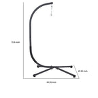 76 Inch Outdoor Swinging Chair Stand, Bold Black Steel, 4 Legged Base