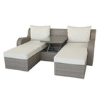 CUSchoice Grey Patio Sectional Set With 2 Pillows - 82L X 36D X 30H