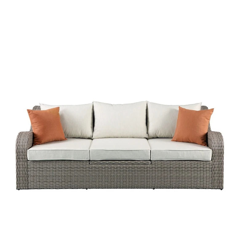 CUSchoice Grey Patio Sectional Set With 2 Pillows - 82L X 36D X 30H