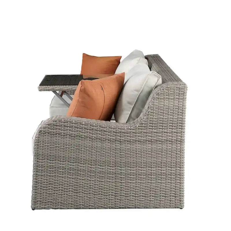 CUSchoice Grey Patio Sectional Set With 2 Pillows - 82L X 36D X 30H