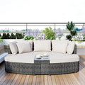 6-Piece Patio Outdoor Conversation Round Sofa Set