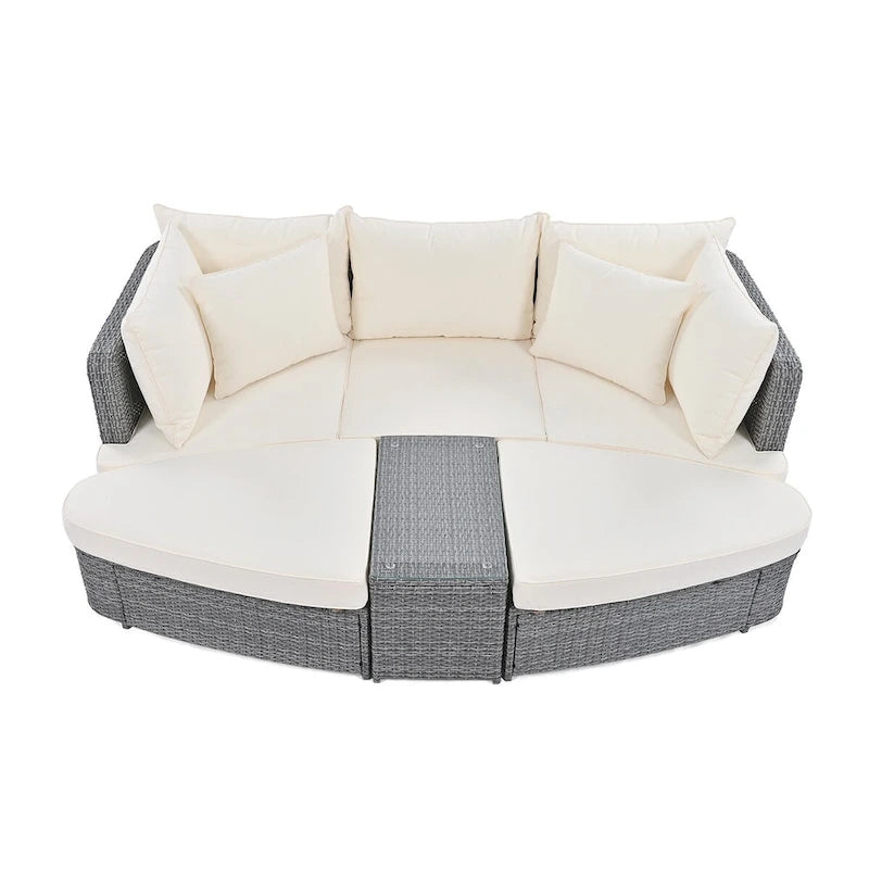 6-Piece Patio Outdoor Conversation Round Sofa Set