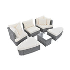 6-Piece Patio Outdoor Conversation Round Sofa Set