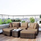6-Piece Patio Outdoor Conversation Round Sofa Set