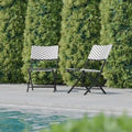 Set of Two Folding French Chairs in PE Rattan with Metal Frames