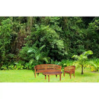 Chic Teak Peanut 3 Piece Teak Wood Patio Lounge Set, Triple Bench, Chair & Coffee Table