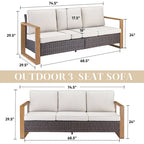 Outdoor Patio Sofa with Cushion - Brown