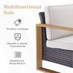 Outdoor Patio Sofa with Cushion - Brown