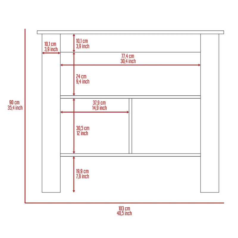 Rockaway 3-Shelf Kitchen Island White and Walnut
