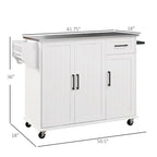 Rolling Kitchen Cart with Drawer, Towel Rack and Adjustable Shelves