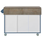 51.6 in. W Farmhouse Kitchen Island with Drop Leaf, Internal Storage Rack and Three Doors