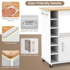 Kitchen Island Rolling Cart with Towel Rack Storage Cart on Wheels