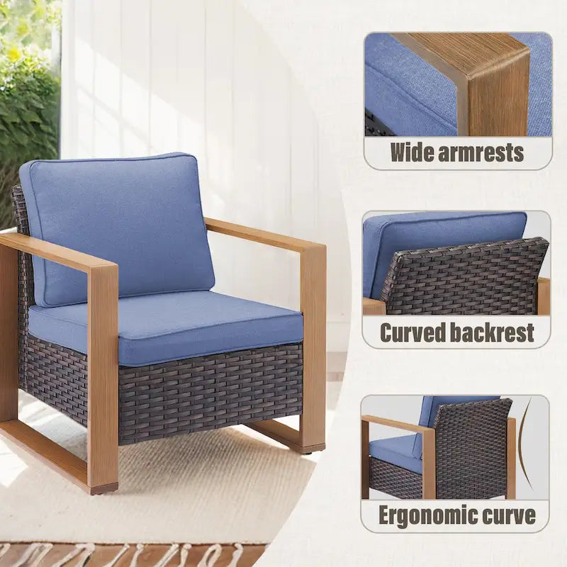 Gymojoy Outdoor Dining Chairs with Ottomans for Garden - Brown