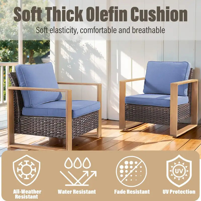 Gymojoy Outdoor Dining Chairs with Ottomans for Garden - Brown