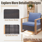 Gymojoy Outdoor Dining Chairs with Ottomans for Garden - Brown