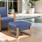 Gymojoy Outdoor Dining Chairs with Ottomans for Garden - Brown