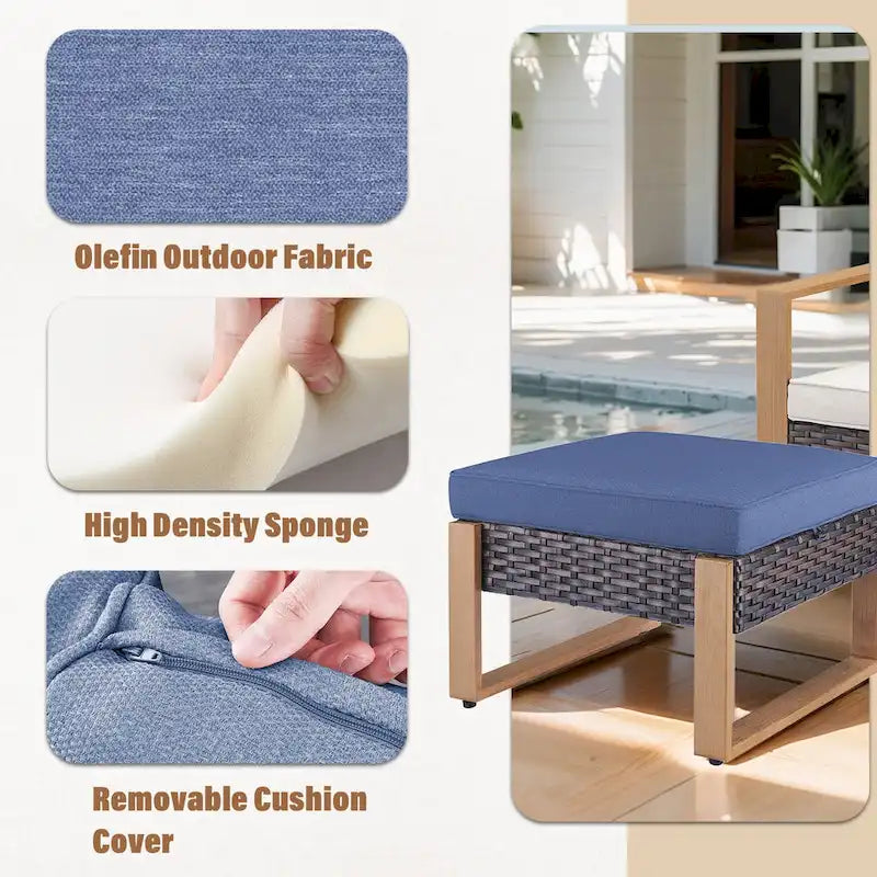 Gymojoy Outdoor Dining Chairs with Ottomans for Garden - Brown