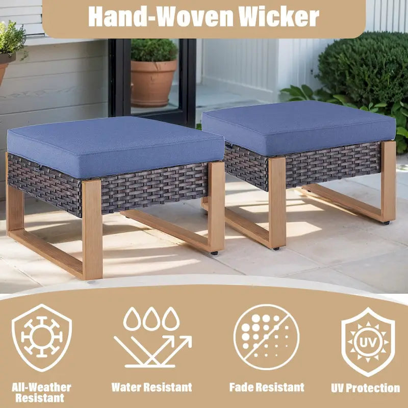 Gymojoy Outdoor Dining Chairs with Ottomans for Garden - Brown