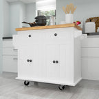 MDF Kitchen Cart with 4-Door and 2-Drawers, Spice Rack, Towel Rack