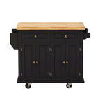 MDF Kitchen Cart with 4-Door and 2-Drawers, Spice Rack, Towel Rack