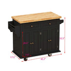 MDF Kitchen Cart with 4-Door and 2-Drawers, Spice Rack, Towel Rack