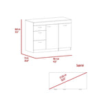 Grecia Kitchen Base Cabinet,Three Drawers, Two Internal Shelves - N/A