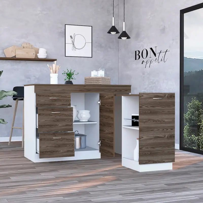 Grecia Kitchen Base Cabinet,Three Drawers, Two Internal Shelves - N/A