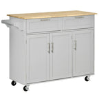 Mobile Wood Kitchen Island with Storage and Adjustable Shelves - N/A