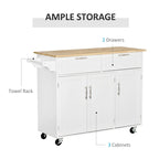 Mobile Wood Kitchen Island with Storage and Adjustable Shelves - N/A