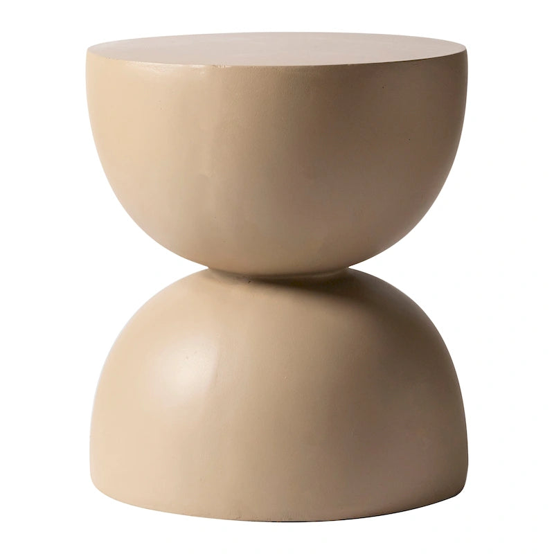 Sage 16-Inch Round Side Table in Fiberstone for Indoor and Outdoor Modern Weather Resistant End Table Hourglass Design