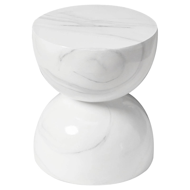 Sage 16-Inch Round Side Table in Fiberstone for Indoor and Outdoor Modern Weather Resistant End Table Hourglass Design