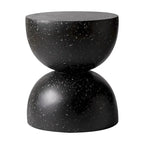 Sage 16-Inch Round Side Table in Fiberstone for Indoor and Outdoor Modern Weather Resistant End Table Hourglass Design