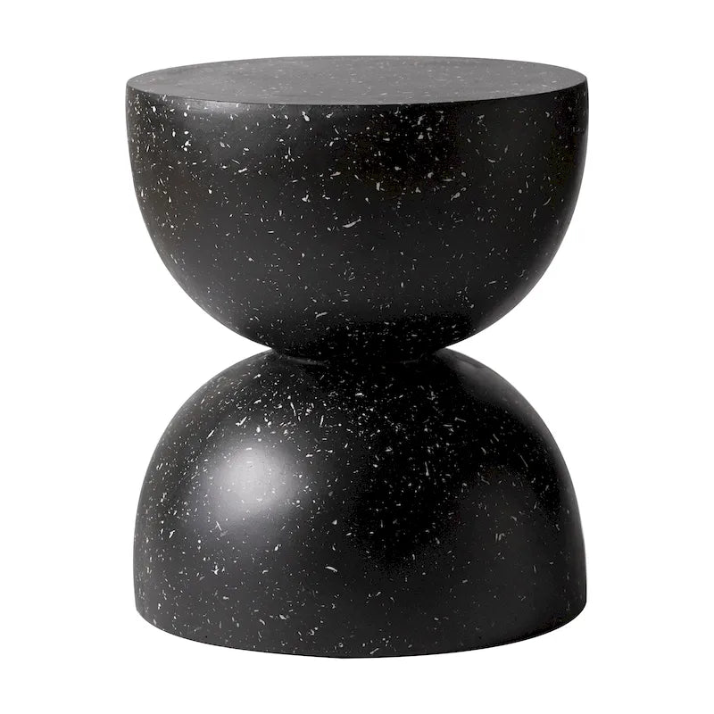 Sage 16-Inch Round Side Table in Fiberstone for Indoor and Outdoor Modern Weather Resistant End Table Hourglass Design