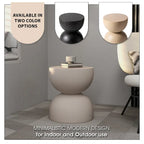 Sage 16-Inch Round Side Table in Fiberstone for Indoor and Outdoor Modern Weather Resistant End Table Hourglass Design