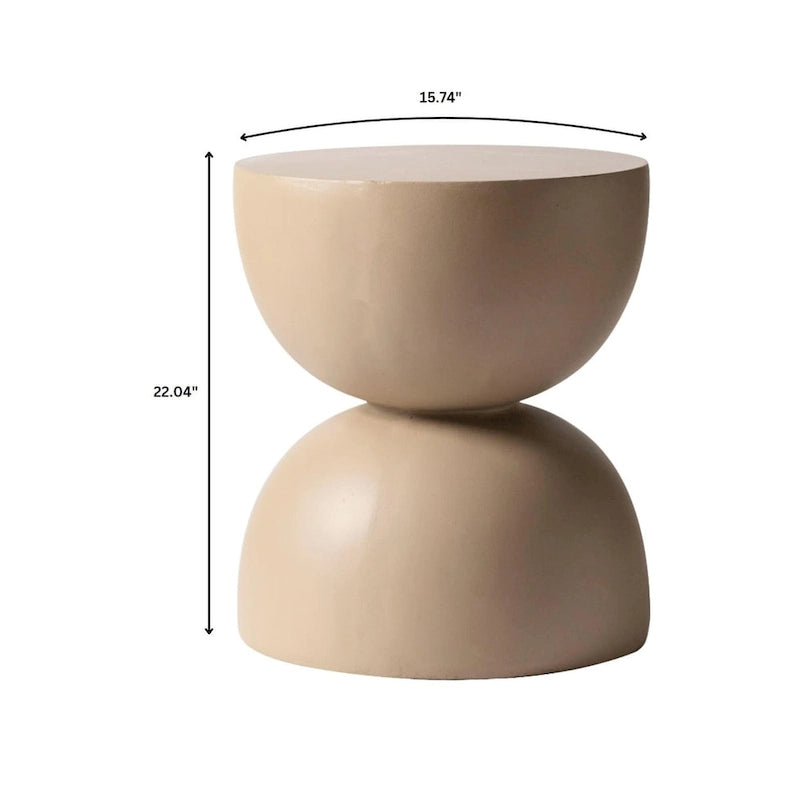 Sage 16-Inch Round Side Table in Fiberstone for Indoor and Outdoor Modern Weather Resistant End Table Hourglass Design