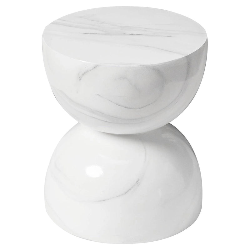 Sage 16-Inch Round Side Table in Fiberstone for Indoor and Outdoor Modern Weather Resistant End Table Hourglass Design