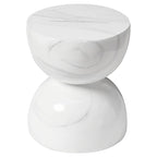 Sage 16-Inch Round Side Table in Fiberstone for Indoor and Outdoor Modern Weather Resistant End Table Hourglass Design