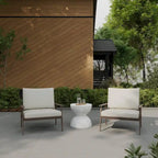 Sage 16-Inch Round Side Table in Fiberstone for Indoor and Outdoor Modern Weather Resistant End Table Hourglass Design