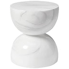 Sage 16-Inch Round Side Table in Fiberstone for Indoor and Outdoor Modern Weather Resistant End Table Hourglass Design