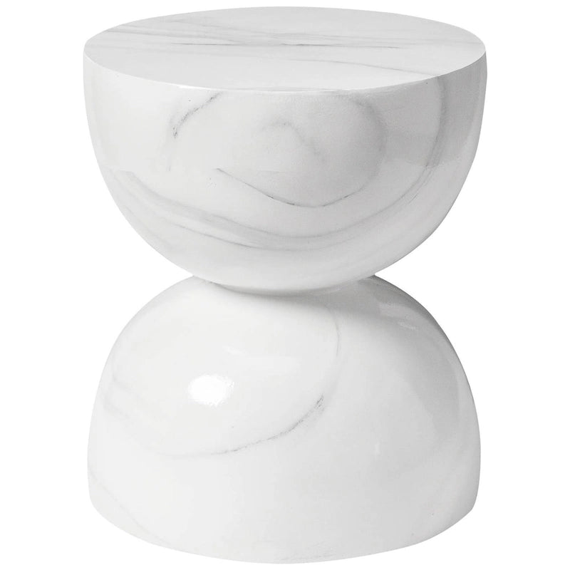 Sage 16-Inch Round Side Table in Fiberstone for Indoor and Outdoor Modern Weather Resistant End Table Hourglass Design