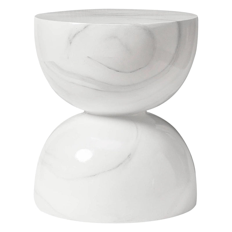 Sage 16-Inch Round Side Table in Fiberstone for Indoor and Outdoor Modern Weather Resistant End Table Hourglass Design