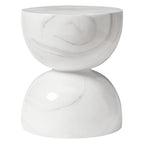 Sage 16-Inch Round Side Table in Fiberstone for Indoor and Outdoor Modern Weather Resistant End Table Hourglass Design