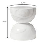 Sage 16-Inch Round Side Table in Fiberstone for Indoor and Outdoor Modern Weather Resistant End Table Hourglass Design