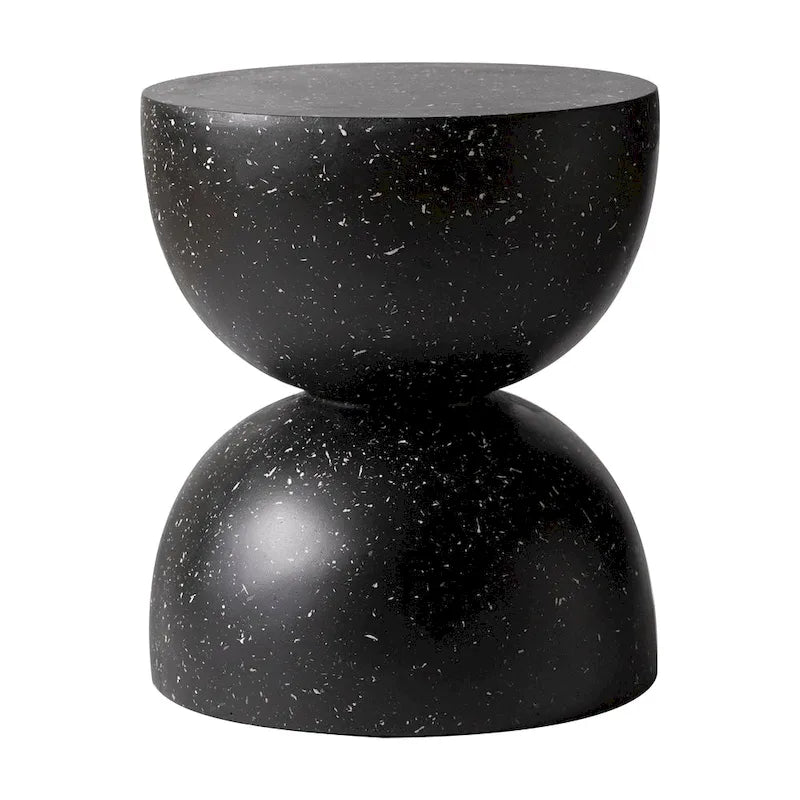 Sage 16-Inch Round Side Table in Fiberstone for Indoor and Outdoor Modern Weather Resistant End Table Hourglass Design