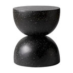 Sage 16-Inch Round Side Table in Fiberstone for Indoor and Outdoor Modern Weather Resistant End Table Hourglass Design