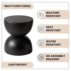 Sage 16-Inch Round Side Table in Fiberstone for Indoor and Outdoor Modern Weather Resistant End Table Hourglass Design